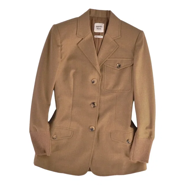 Hermès Gaultier Era Tailored Jacket Blazer Wool Brown 34 in Brown Wool from The Reluxe