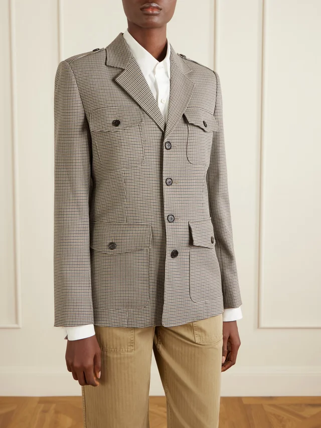 NILI LOTAN Hazel houndstooth wool jacket in light brown 100% Virgin Wool, photo 3 of 5 from NET-A-PORTER (Canada)