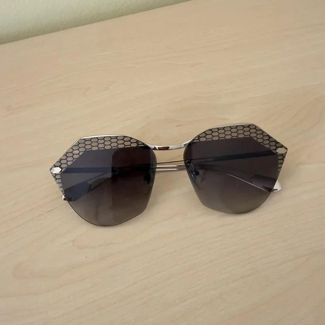 Bvlgari Women's Sunglasses - Brown/Black in brown|black|red from Depop, photo 1 of 1