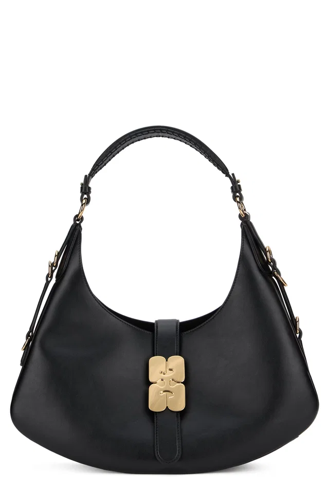 GANNI Kat Shoulder Bag — Black Lambskin Leather in Black Lambskin from HEWI