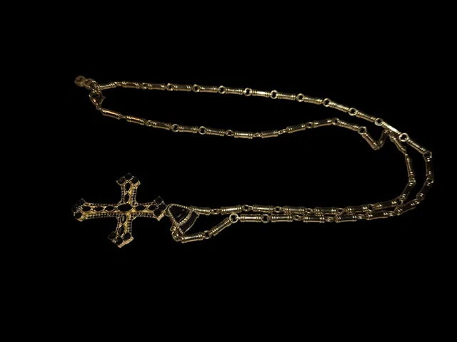 Dolce & Gabbana Necklace Gold With cross And Black crystals in Black from Luxury Promise
