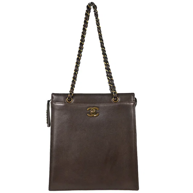 Chanel 1997-1999 Brown Calfskin Tote Handbag in Brown Calfskin from AMORE Vintage Tokyo