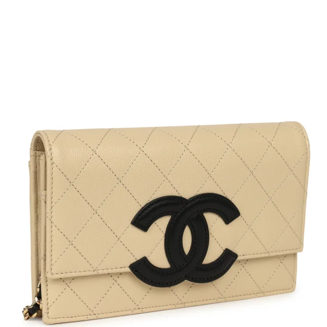 Chanel "Neo Filigree" Wallet on Chain WOC Beige, Black Grained Calfskin Gold Hardware in Black Caviar leather from Madison Avenue Couture, photo 2 of 9