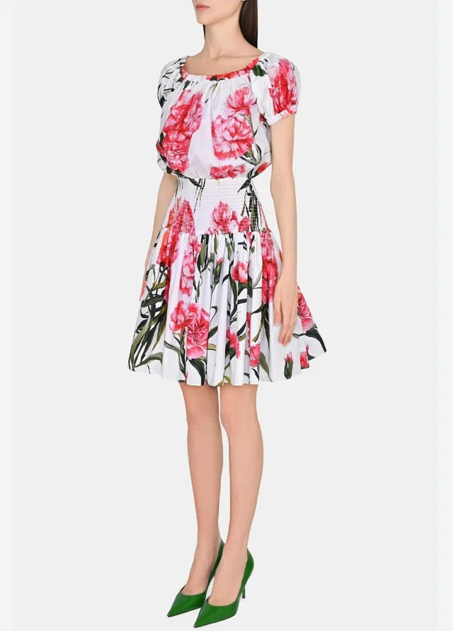 Dolce & Gabbana Dress White Pink Carnation in White from Luxury Promise