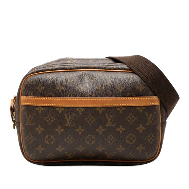 Brown Louis Vuitton Monogram Reporter PM Crossbody Bag in Brown Coated canvas from Designer Revival