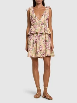 Agua By Agua Bendita Flared dress with V-neckline in 100% Cotton, photo 2 of 5 from LUISAVIAROMA