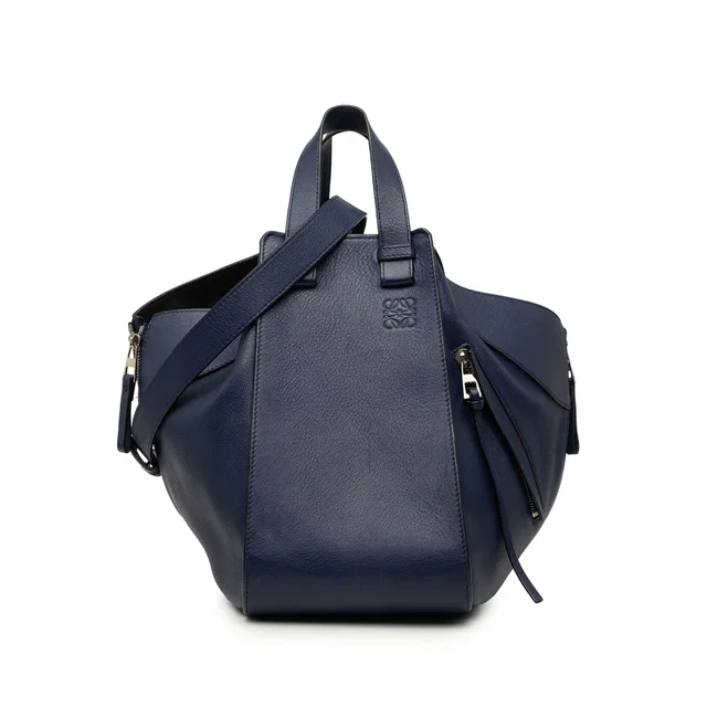 Blue LOEWE Medium Soft Grained Calfskin Hammock Bag Satchel in Blue Caviar leather from Designer Revival