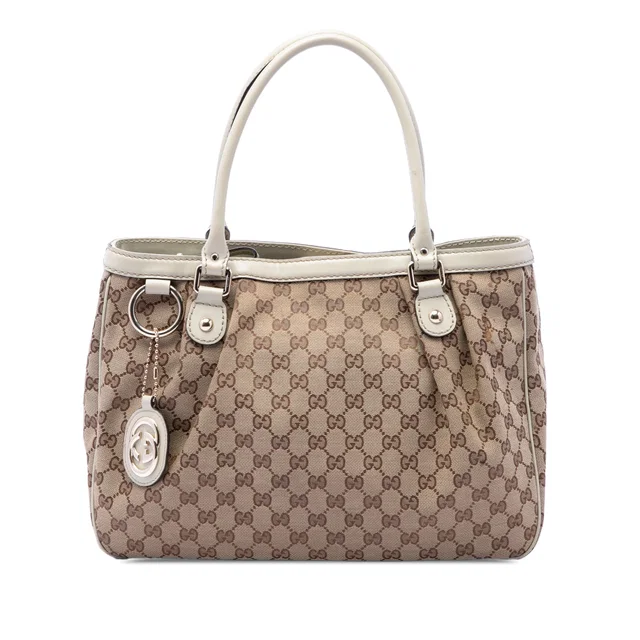 White Gucci GG Canvas Sukey Tote in White Canvas from Designer Revival
