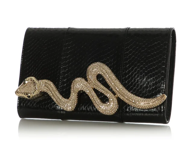 Judith Leiber Black Snakeskin Champagne Serpent Clutch in Black from Ann's Fabulous Finds, photo 2 of 9