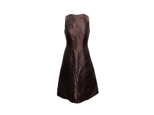 Brown Prada Sleeveless A-Line Dress Size US S in Brown Silk from Designer Revival