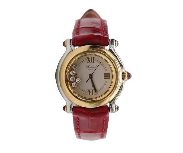 Chopard Happy Sports Combi 27 8246 21 Women's Watch 5P Diamond White YG Yellow Gold Quartz Happy Sports in White Leather from Luxury Promise