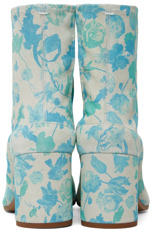 Maison Margiela Blue & Gray Tabi Ankle Boots, photo 2 of 5 from SSENSE