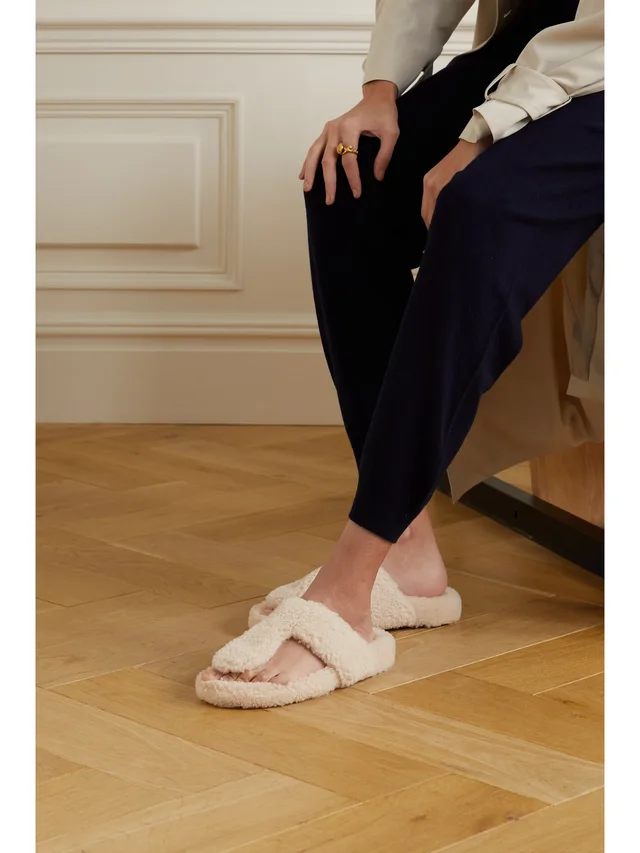 AQUAZZURA Relax shearling sandals in Beige, photo 2 of 2 from NET-A-PORTER (Canada)