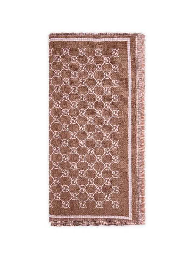 Gucci Gg Houndstooth Wool Blend Scarf — Brown Scarfs in Brown Wool from HEWI