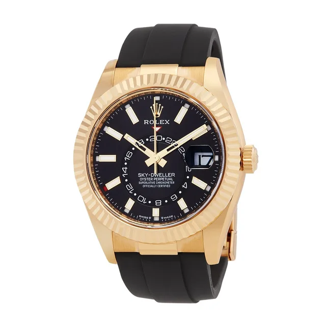 Rolex Sky-Dweller GMT Automatic Black Dial Mens Watch 336238-0002 in black|gold|yellow from Jomashop.com