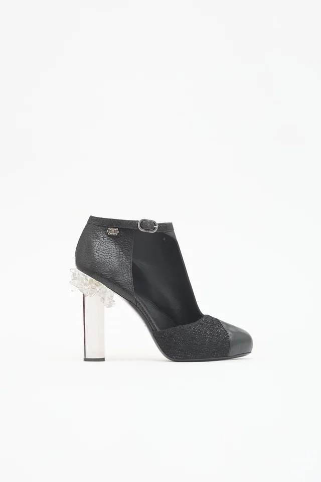 Chanel FW 2012 Leather Crystal Heel Boot in Leather from VSP Consignment