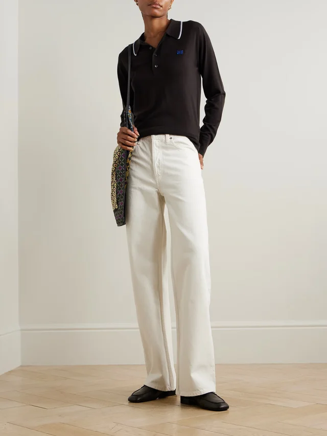 WALES BONNER + John Smedley Henry merino wool polo sweater in Brown, photo 2 of 2 from NET-A-PORTER (Canada)