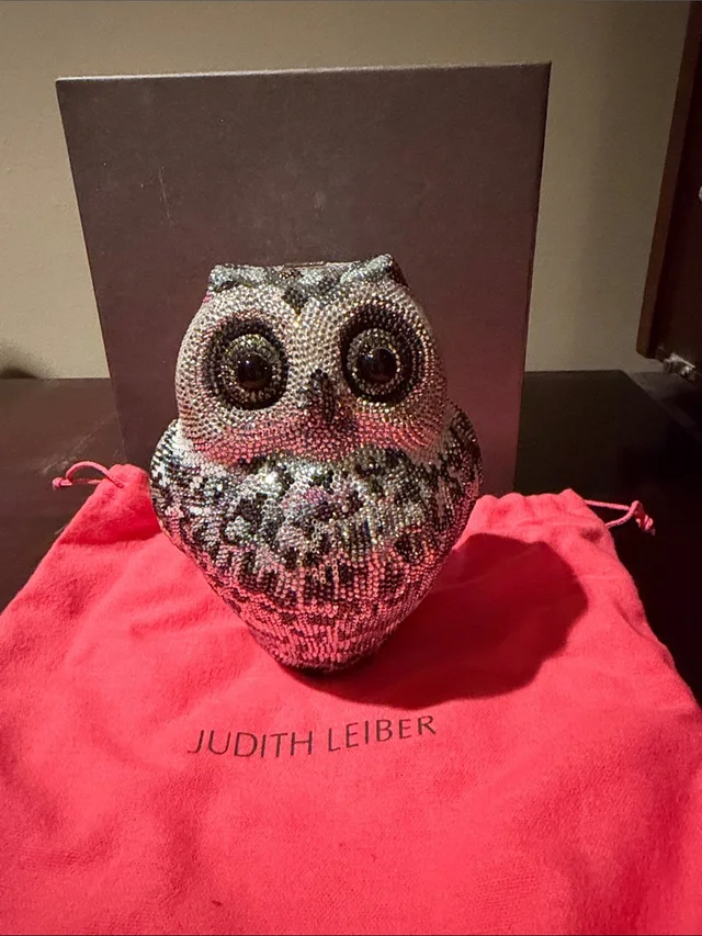 Judith Leiber Crystal Owl Minaudire in silver|black|gray from Poshmark, photo 1 of 1