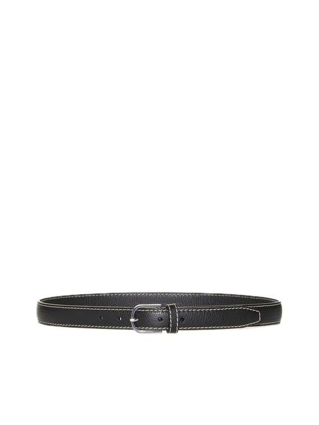 TOTEME Grained Calf Leather Belt — Black in Black Calfskin from HEWI