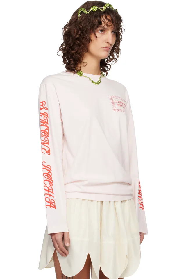 Simone Rocha Pink Pillowcase Logo Print Long Sleeve T-shirt, photo 2 of 5 from SSENSE