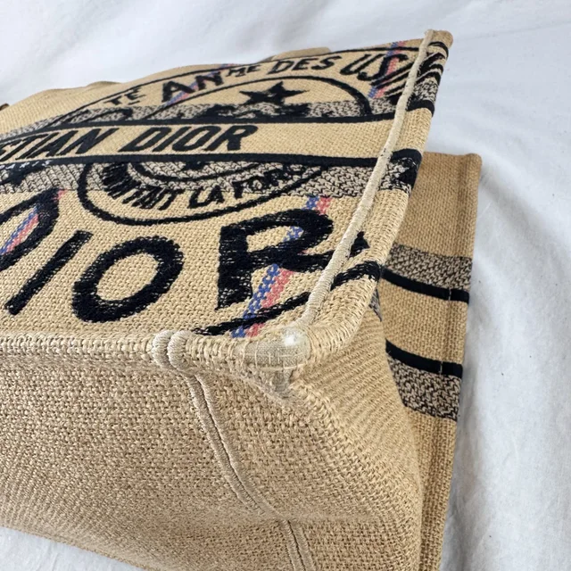 Dior Jute Canvas Medium Book Tote Bag in embroidered canvas from Reowned, photo 8 of 12