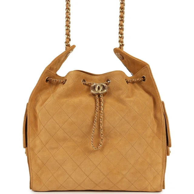 Chanel Medium 25 Hobo Bag Beige Suede Antique Gold Hardware in Beige Suede from Madison Avenue Couture