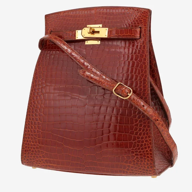 Hermès Kelly Sport handbag in brown porosus crocodile leather in Brown Crocodile from Collector Square
