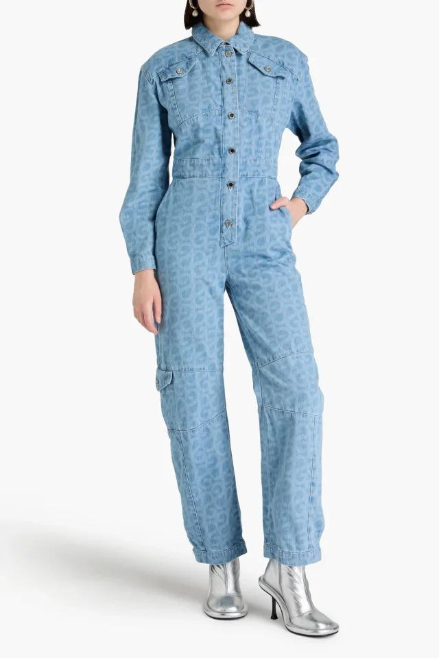 Stine Goya Louisiana Logo-Print Organic Cotton Denim Jumpsuit, photo 2 of 8 from THE OUTNET