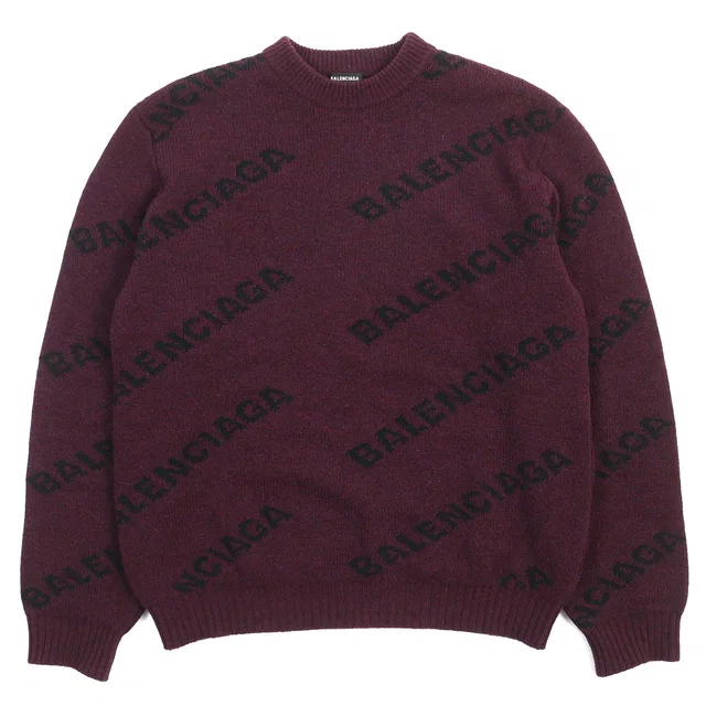 Balenciaga Logo Wool Nylon Knit Sweater M in Nylon from LuxUness