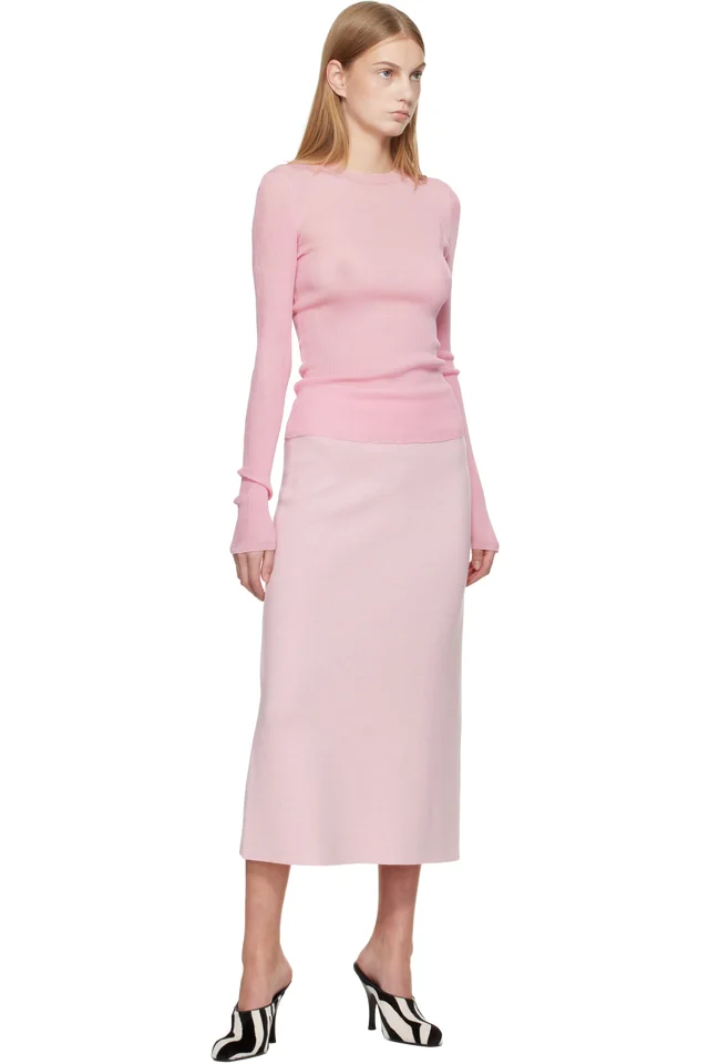 KHAITE Pink Mosi Sweater, photo 5 of 5 from SSENSE