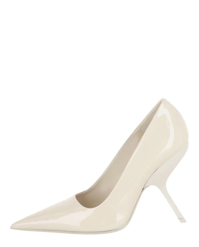 Salvatore Ferragamo Eva X5 Pantent Leather Pumps in white, photo 6 of 6 from ShopSimon