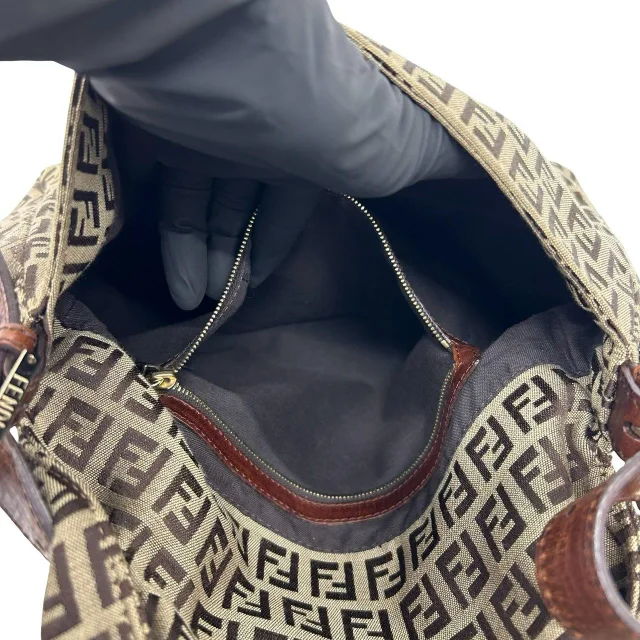 Fendi Zuccchino Canvas Leather Shoulder Bag in Brown Canvas from LuxUness, photo 10 of 10