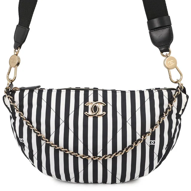Chanel Large Hobo 2-Way Bag Black/WhiteAS4698 Nylon Size Large in Black Nylon from GALLERY RARE