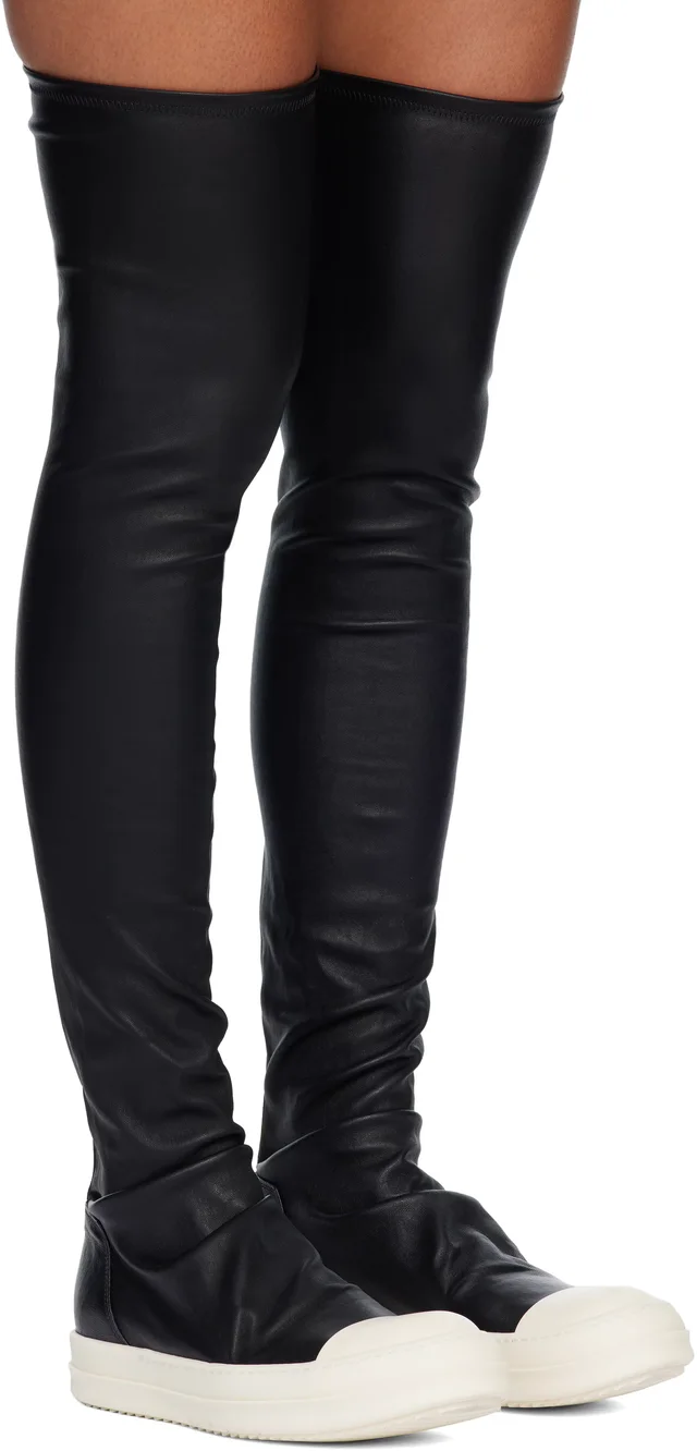 Rick Owens Black Temple High Stocking Sneaks Sneakers, photo 4 of 10 from SSENSE