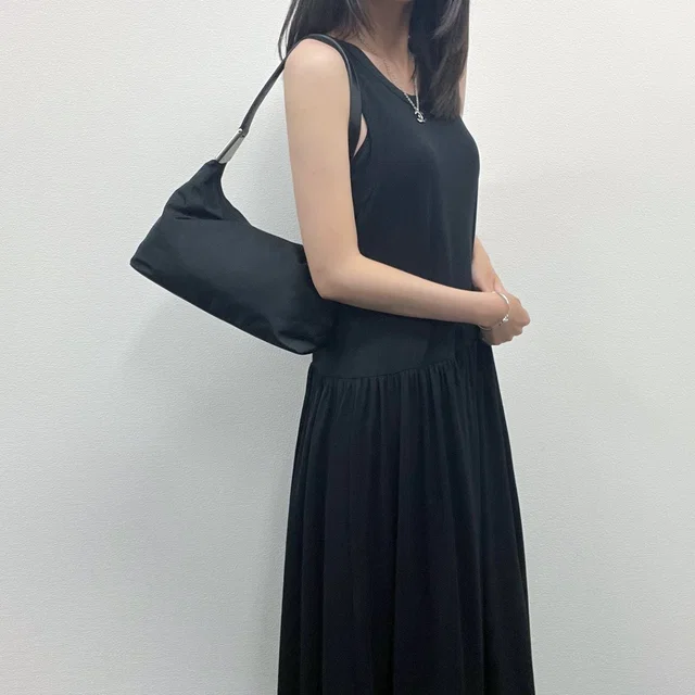 Prada Tessuto Nylon Shoulder Bag Black Vintage in Black Nylon from The Reluxe