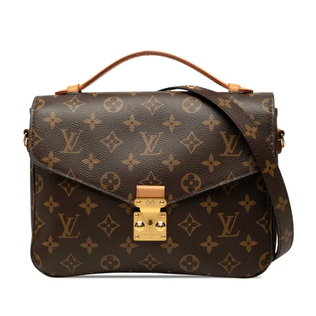 Brown Louis Vuitton Monogram Pochette Metis Satchel in Brown Coated canvas from Designer Revival
