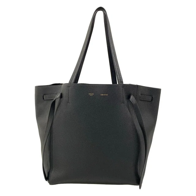Celine Tote Bag Cabas Phantom Small with Belt Black in Black Caviar leather from The Reluxe