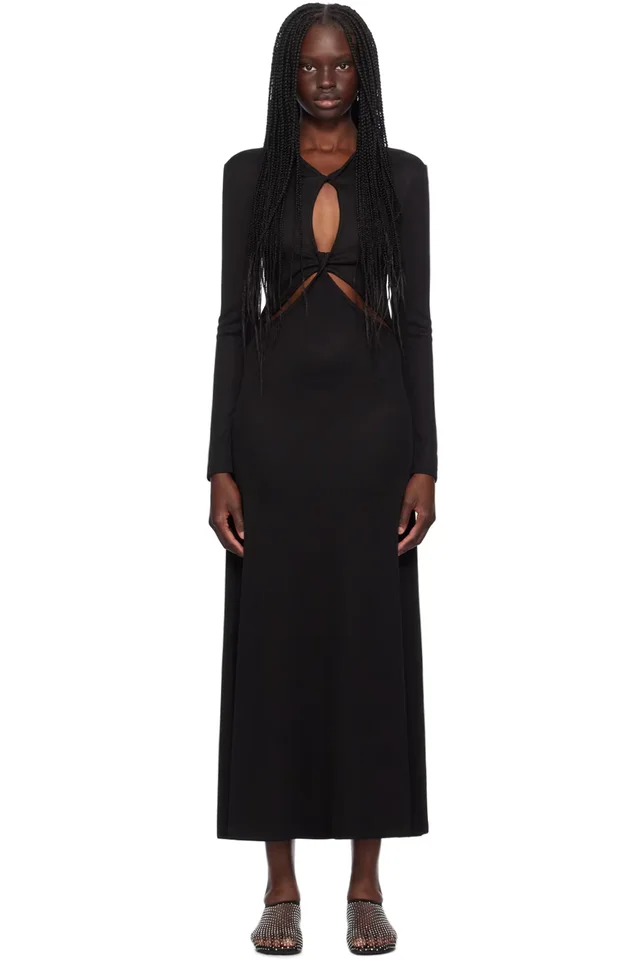 Christopher Esber Black Open Twist Anglaise Maxi Dress, image 1 of 1 from SSENSE