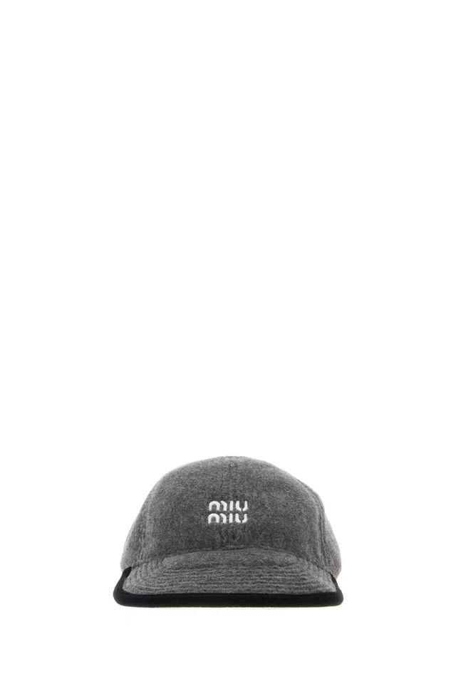 Miu Miu Hat Flannel Baseball Cap — Gray Caps in Grey from HEWI
