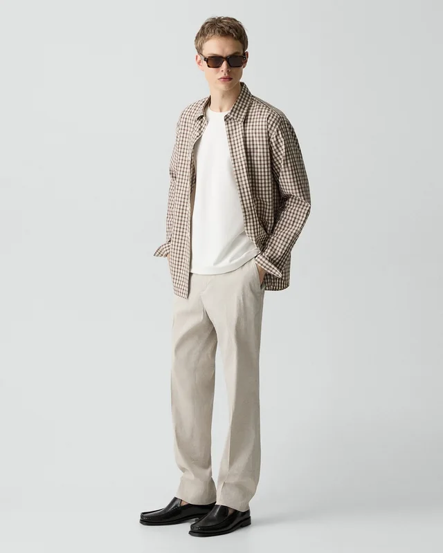 Theory Standard Pant in Good Linen in SILVER CLOUD 62% Linen, 36% Viscose, 2% Elastane, photo 2 of 12 from Theory