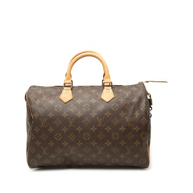 Brown Louis Vuitton Monogram Speedy 35 Boston Bag in Brown Coated canvas from Designer Revival