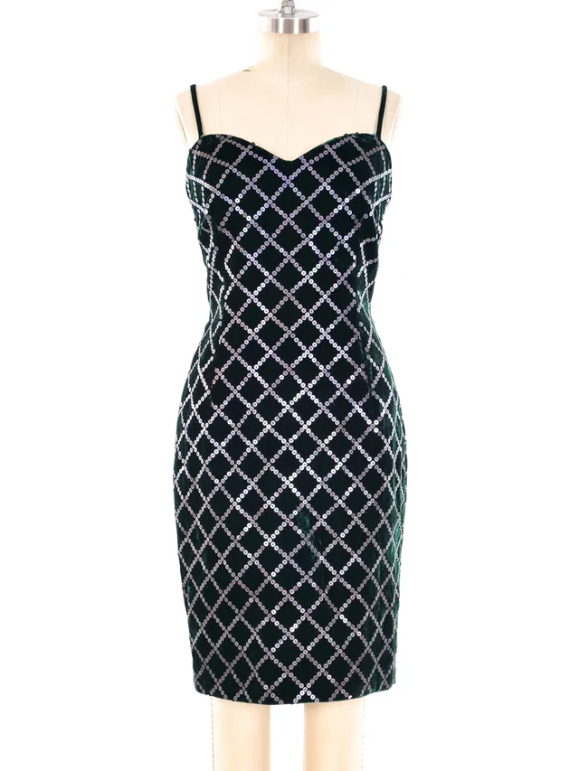 Fendi Sequin Embellished Velvet Mini Dress in Velvet from Arcade Vintage