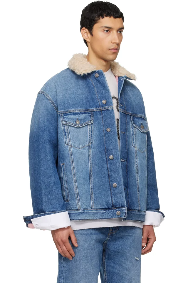 Acne Studios Blue Faded Denim Jacket, photo 2 of 4 from SSENSE