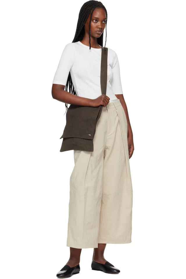 YMC Beige Deadbeat Trousers, photo 4 of 4 from SSENSE