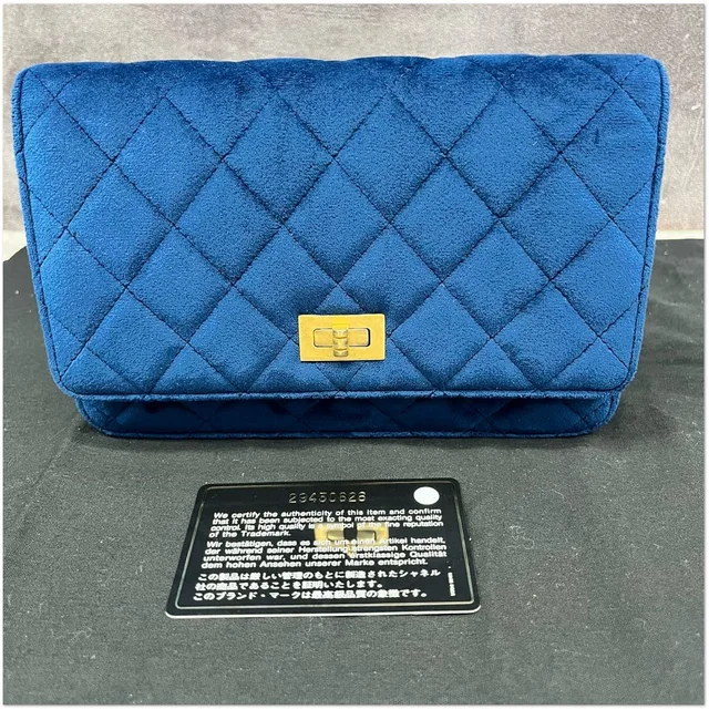 Chanel Quilted Reissue 2.55 Flap Bag in Blue Velvet from Luxury Promise