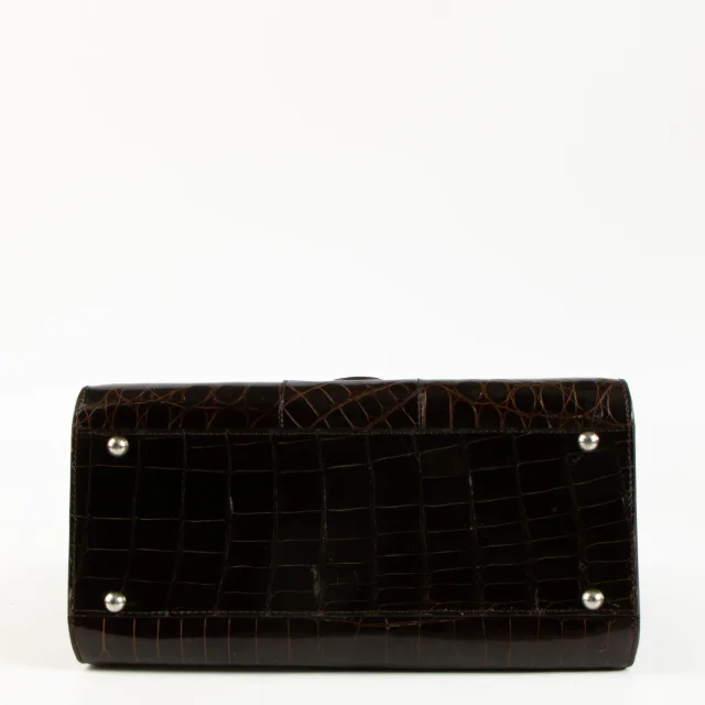 Delvaux Vintage Brown Shiny Crocodile Brillant MM Bag in Brown Crocodile from Labellov, photo 4 of 5