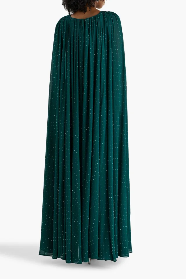 Badgley Mischka Cape-effect embellished georgette gown, photo 3 of 4 from THE OUTNET