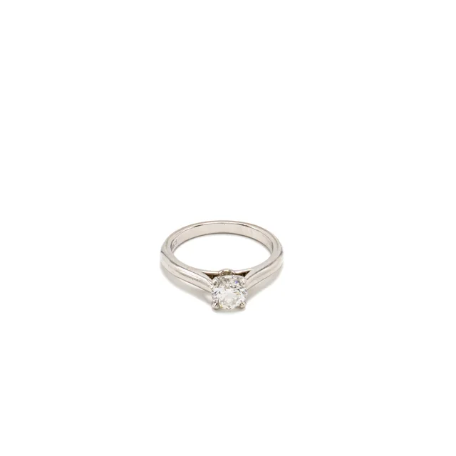 Cartier Size 50 Round Brilliant Diamond Ring Platinum, 0.54CT H COLOR VVS2 from EMIER