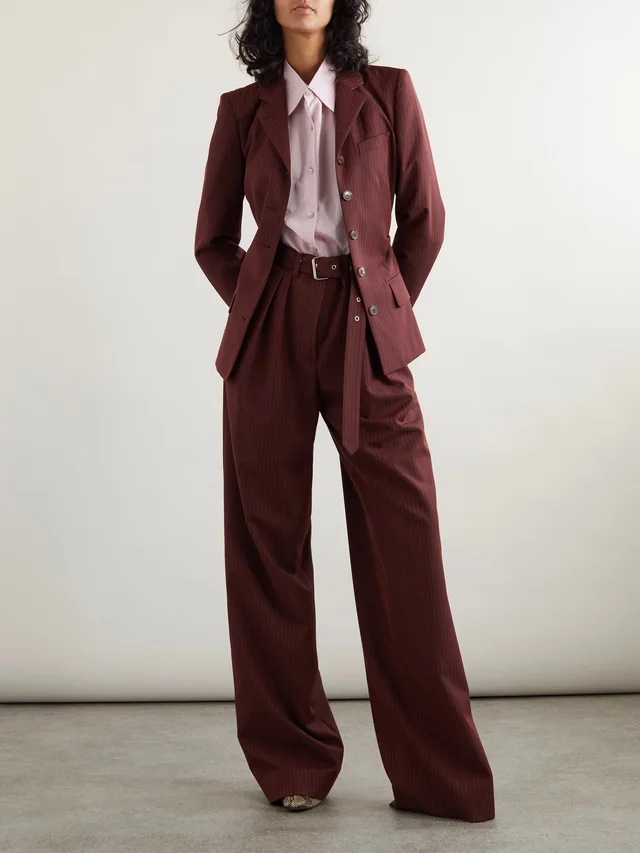 DRIES VAN NOTEN Pinstriped wool-blend blazer in Red, photo 2 of 2 from NET-A-PORTER (Canada)