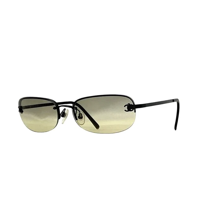 Chanel Sunglasses Black Gradient CC Logo Side Metal Acetate Eyewear Square Lens in Black from The Reluxe
